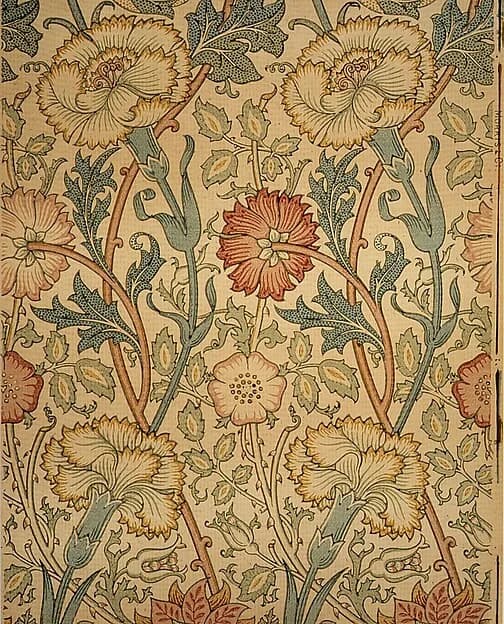 Pink and Rose by William Morris, ca. 1890. Block-printed in distemper colors. Image from The Metropolitan Museum of Art.