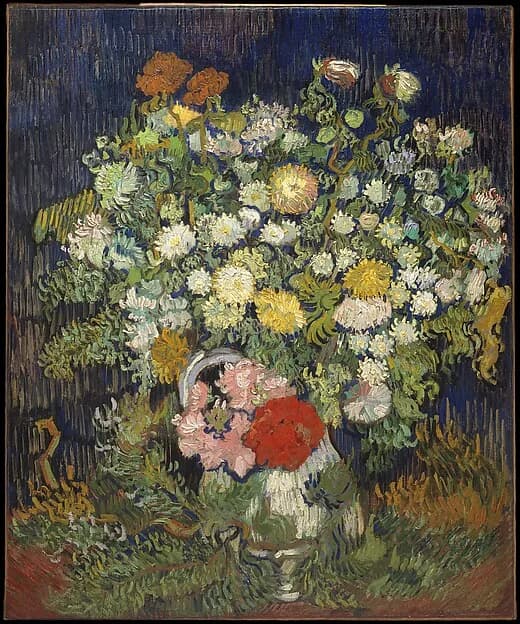Bouquet of Flowers in a Vase by Vincent van Gogh, 1890. Oil on canvas. Image from The Metropolitan Museum of Art.