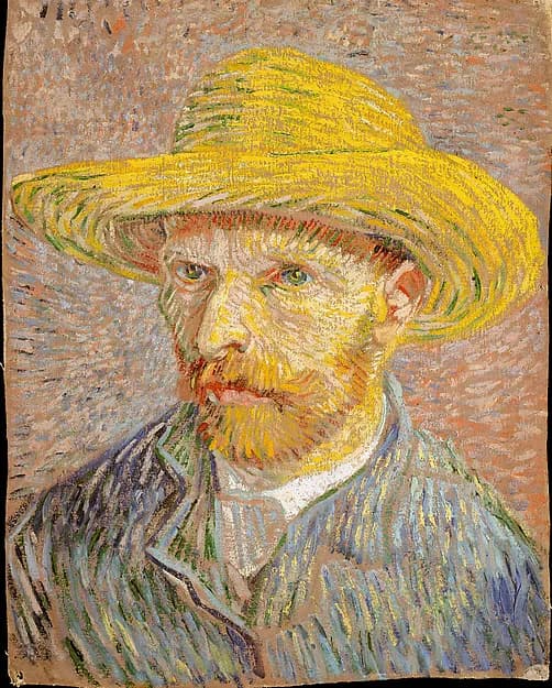 Self-Portrait with a Straw Hat (obverse: The Potato Peeler) by Vincent van Gogh, 1887. Oil on canvas. Image from The Metropolitan Museum of Art.